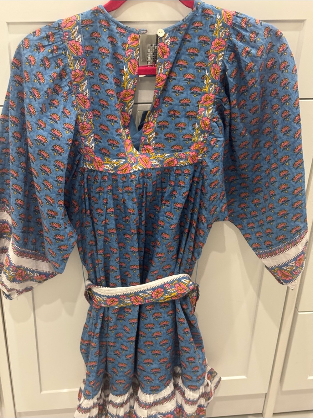 Cleobella Blue Floral Tunic with Pink & Yellow Blooms - Picture 2 of 4